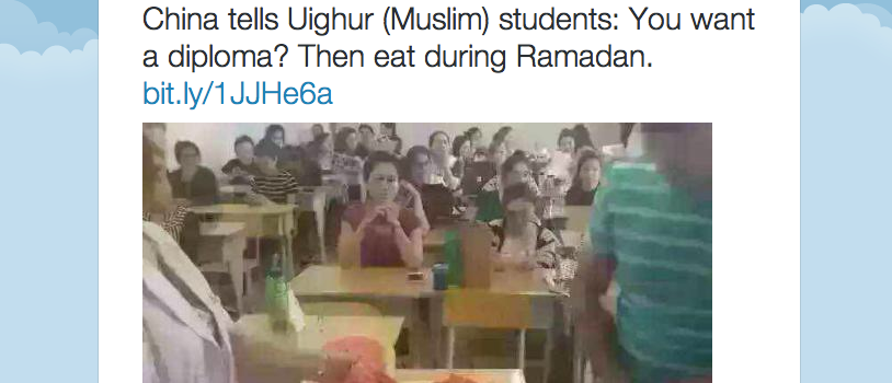 China tells Uighur (Muslim) students You want a diploma? Then eat during Ramadan