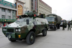 Security forces patrolling in Xinjiang
