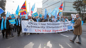 China Under Fire at UN Rights Review For Uyghur Re-Education Camps uyghur-protest